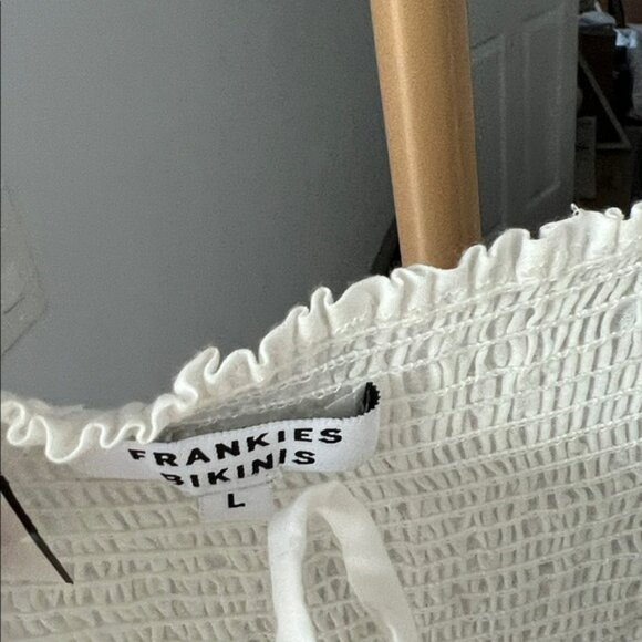 Frankie's Bikinis Christabelle Ruffle Maxi Dress in Sunrose White Large $170 - Picture 9 of 11